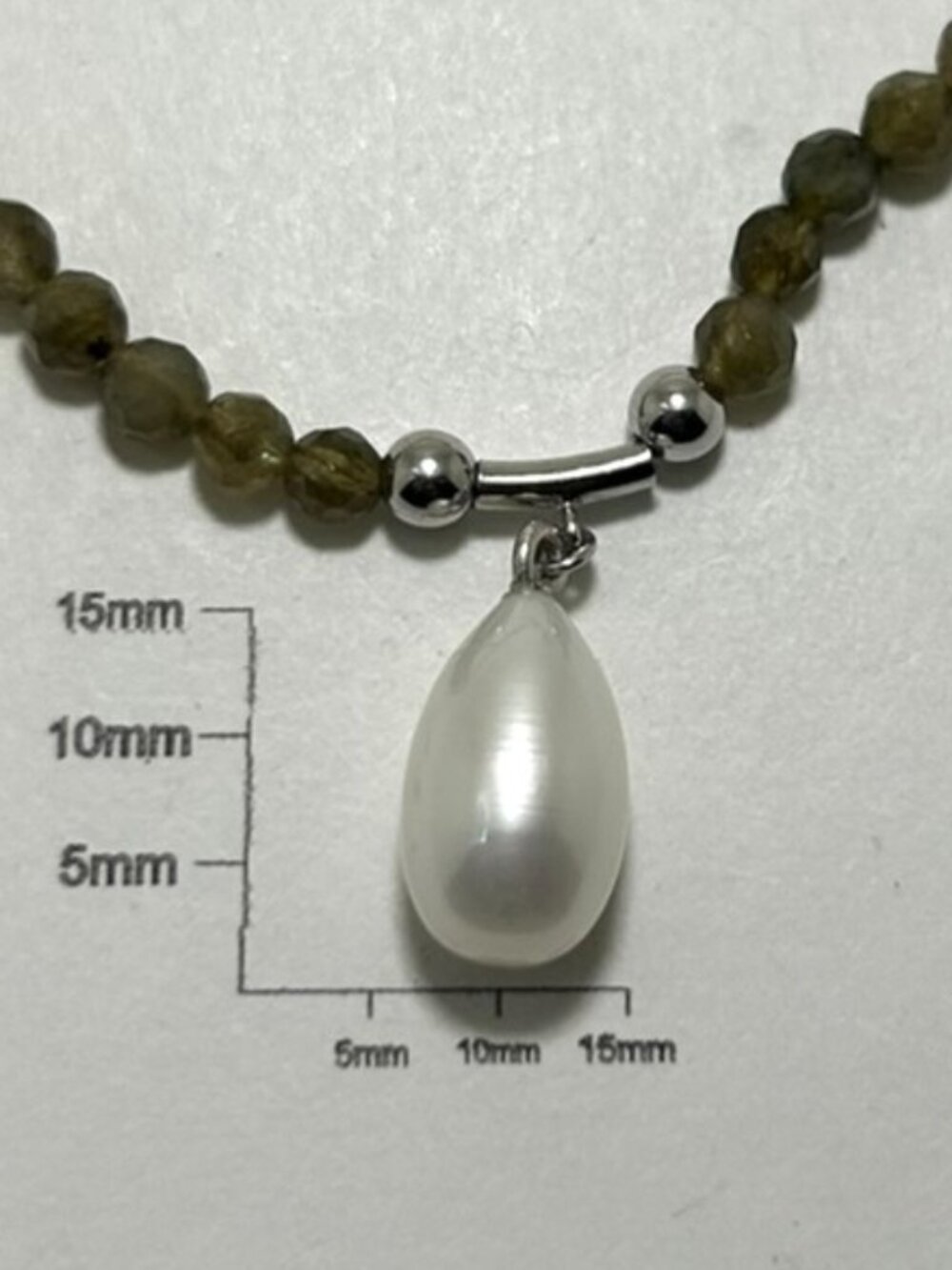Natural Fire Labradorite Beads and Freshwater Pearl Necklace.